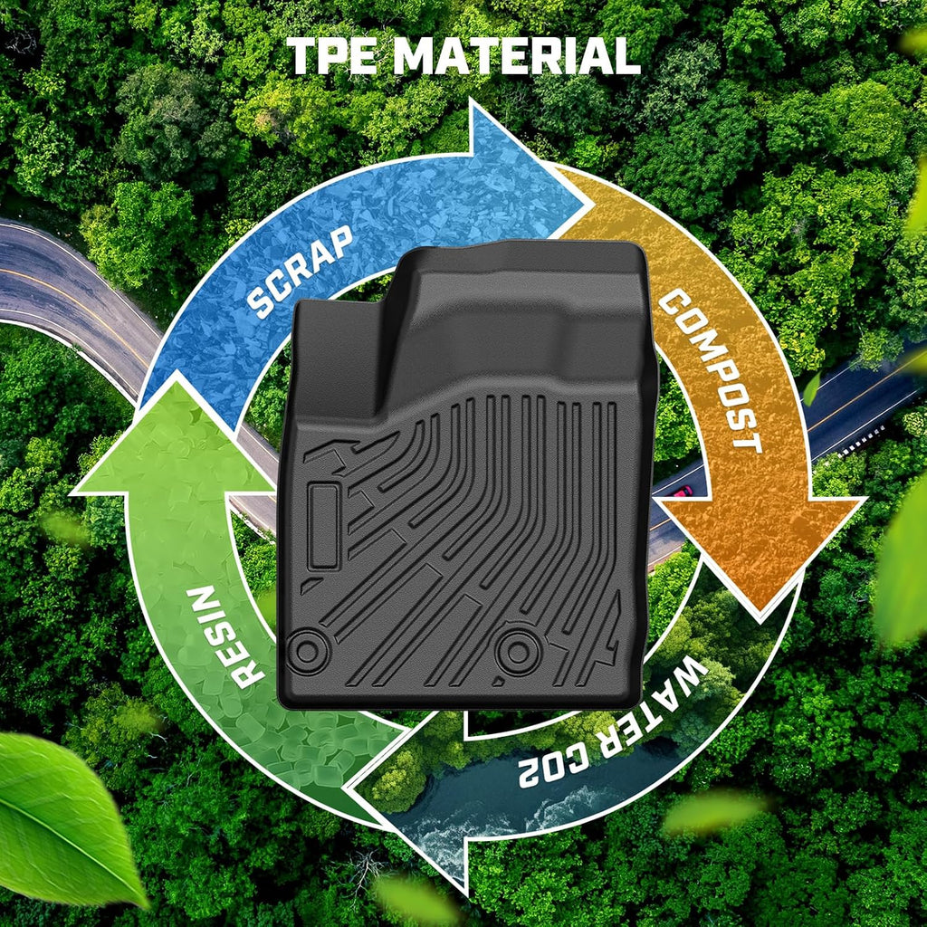 Mixsuper Floor Mat & Cargo Liner for Ford Expedition MAX 2018-2024 (7 Seats-2 Row Bucket Seat),All Weather TPE Anti-Slip Floor mat with Backrest and Door Sill Guards Expedition MAX Accessories,Black