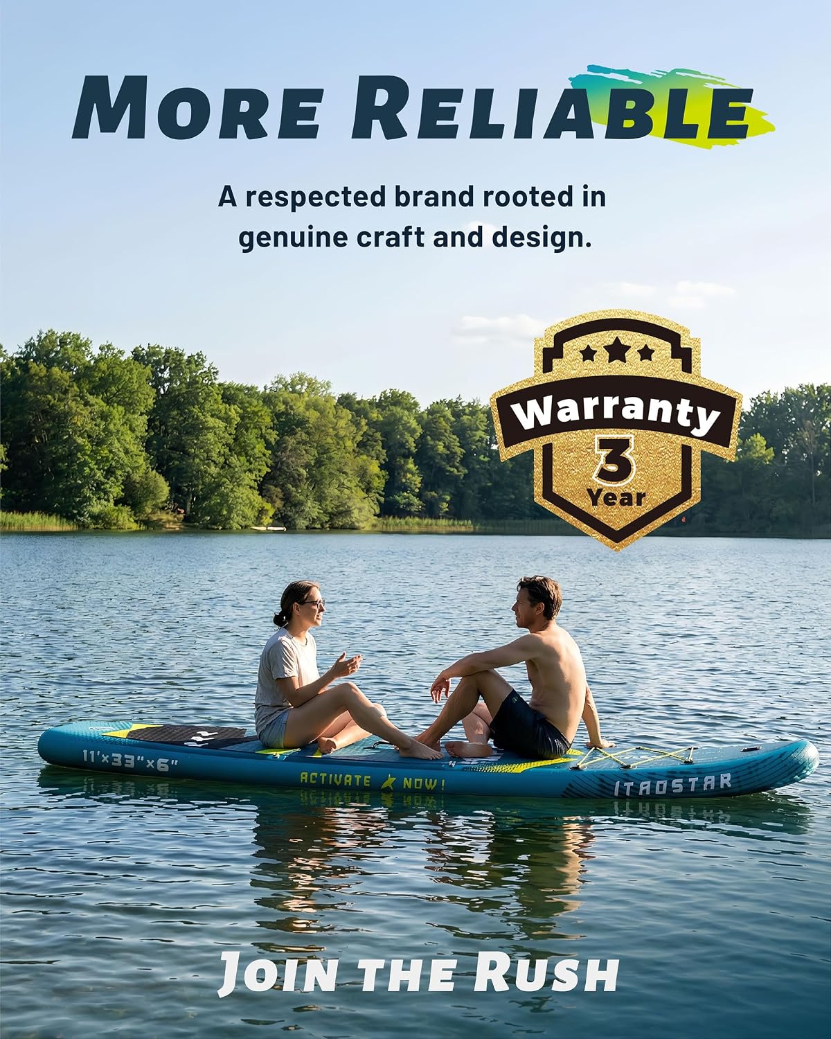 iTAOSTAR Lead 12' × 35' / 11' × 33' Stand Up Paddle Board Inflatable, Extar Wide SUP Board with 5 Fins Stable Design for Adults, Youth, All Skill Levels, Lakes, Oceans