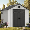 YITAHOME 8x8ft Outdoor Storage Shed with Floor, 427 cuft Waterproof Plastic Garden Shed with Lockable Door, Windows & Vents, Plastic Tool Storage for Patio Furniture, Lawn Mower, Bike Storage, Gray
