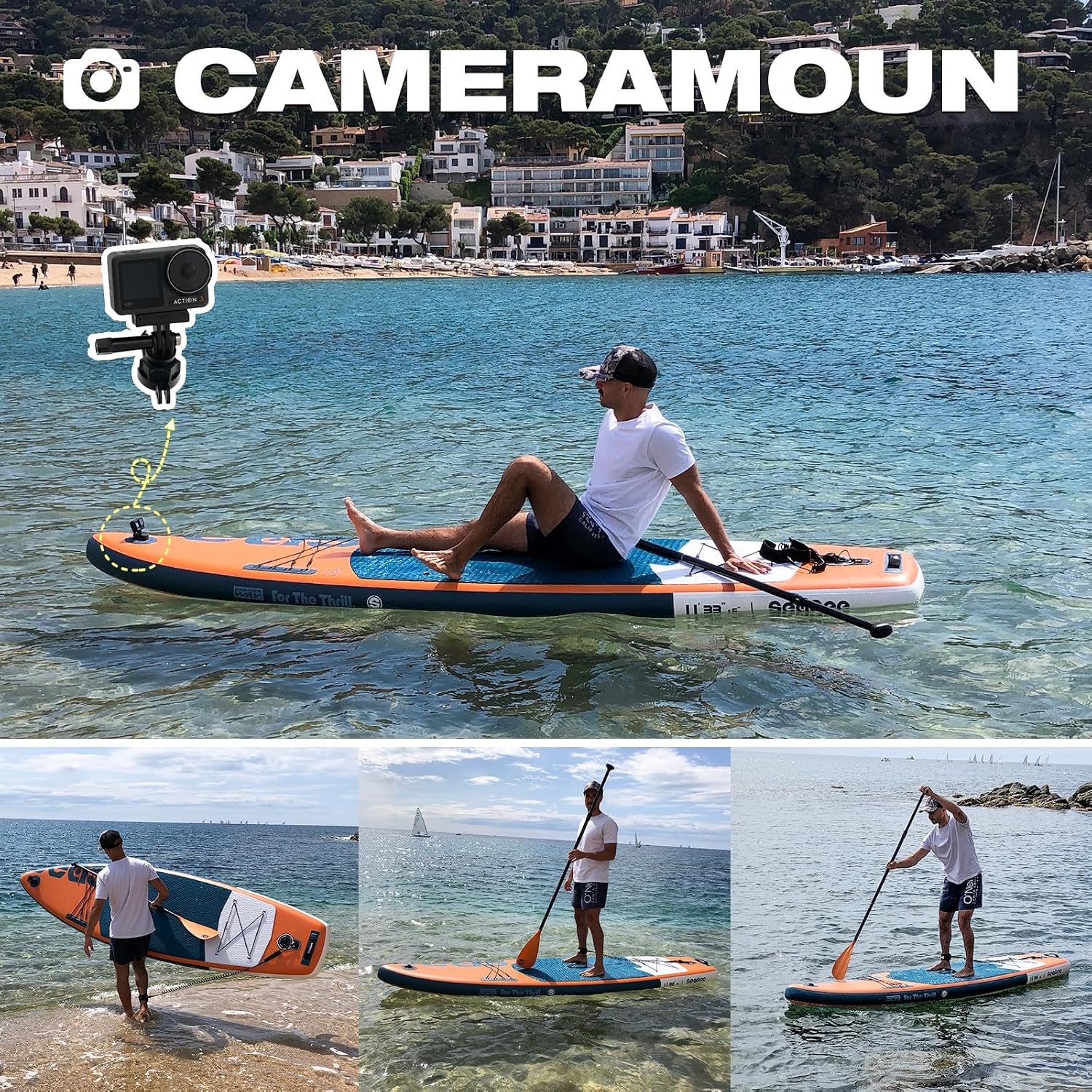 Inflatable Stand Up Paddle Board Includes Paddle, Dual Action Pump, and Accessories 11ft Lightweight iSUP, 33'*6' Wide Stable Design, Anti-Slip EVA Deck, Paddle Board for Adults