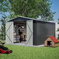 YOPTO 10x10 FT Outdoor Storage Shed,Large Metal Tool Sheds with Updated Frame Structure and Lockable Doors, Garden Shed for Backyard Patio Lawn, Black