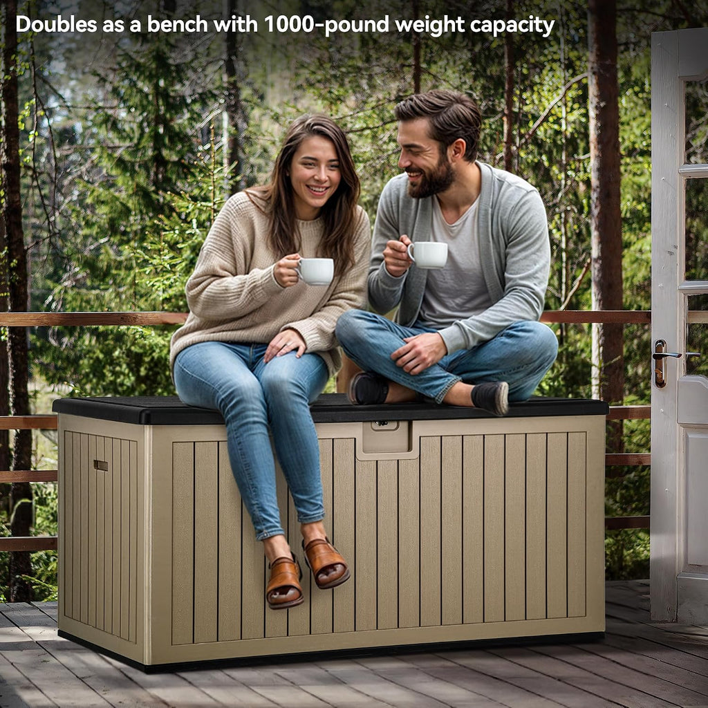 YITAHOME 260 Gallon Large Deck Box with Divider & Side Handles, Outdoor Double-Wall Storage for Patio Furniture Cushions, Garden Pool Accessories, Waterproof & Lockable