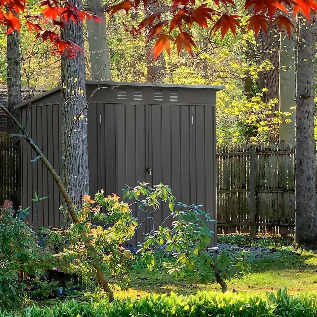 Domi Outdoor 5' x 3' Storage Shed, Metal Sheds Tool Storage Slope Roof with Lockable Door & Air Vents, Outdoor Galvanized Steel Sheds for Backyard,Garden,Patio,Lawn