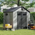 8X8FT Outdoor Resin Storage Shed, Waterproof Plastic Garden Shed with Lockable Door, Windows & Vents, Outside Storage Tool Shed for Patio Furniture, Lawn Mower, Bike