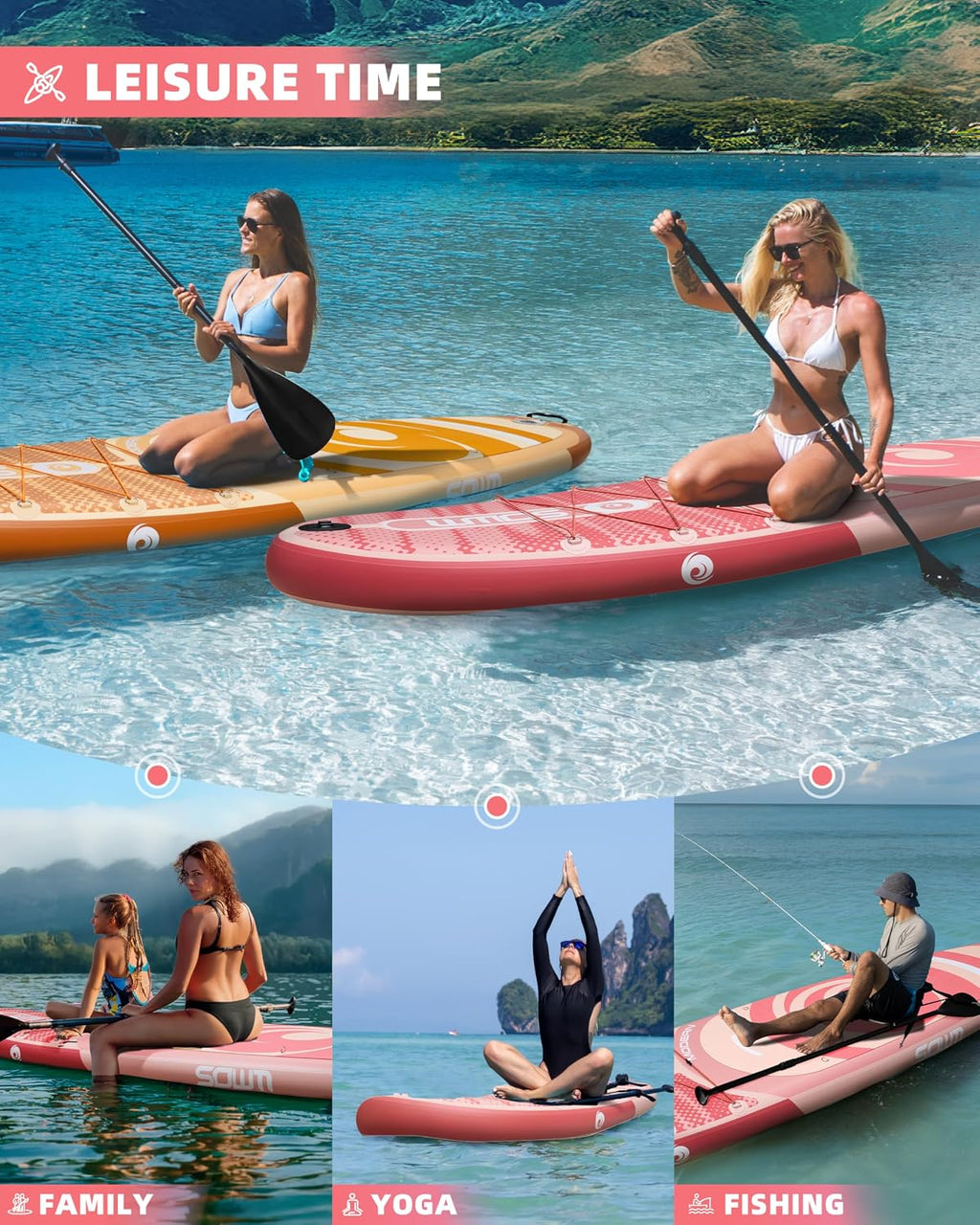 Inflatable Paddle Boards, Stand Up Paddle Board for Adults Youth of All-Round, 10'6'' *33'' * 6'' Extra Wide & No-Slip Sup for Yoga Fishing
