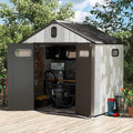 Domi 8x6 FT Outdoor Resin Storage Shed, All-Weather Double-Wall Storage Building for Backyard, Garden, Lawn Tools, Mower, Bike & Pool Equipment, Lockable Doors, Ventilated Roof, Grey