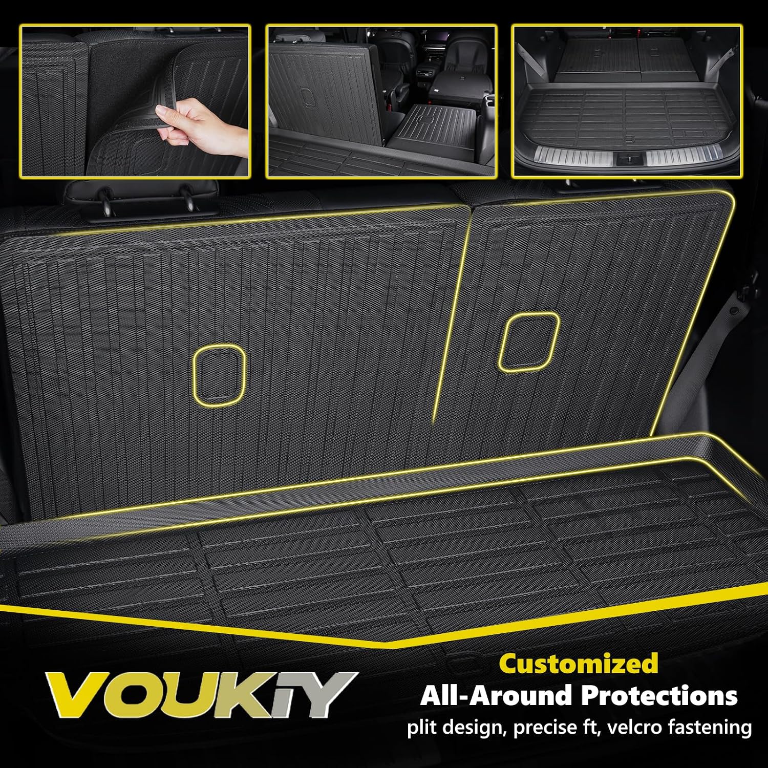 Floor Mats & Backrest Mats & Cargo Liner for 2026 2025 2024 Hyundai Santa Fe Hybrid Car Mats All Weather Trunk Mat Hyundai Santa Fe Floor Mats Accessories