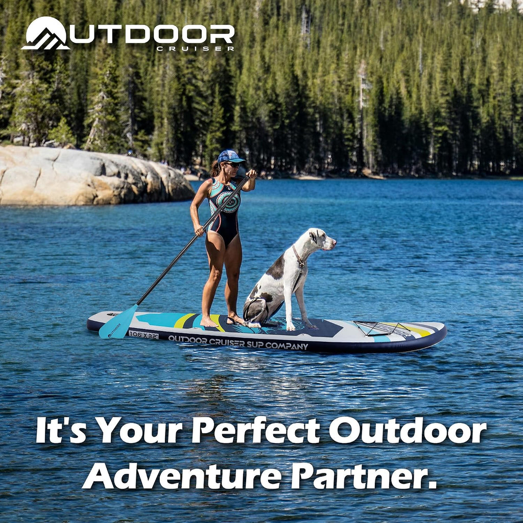 OutdoorCrusier Ultra-Portable Inflatable Stand-Up Paddle Board, Lightweight & Stable with Non-Slip Design, Complete SUP Accessories, Durable Drop-Stitch Material