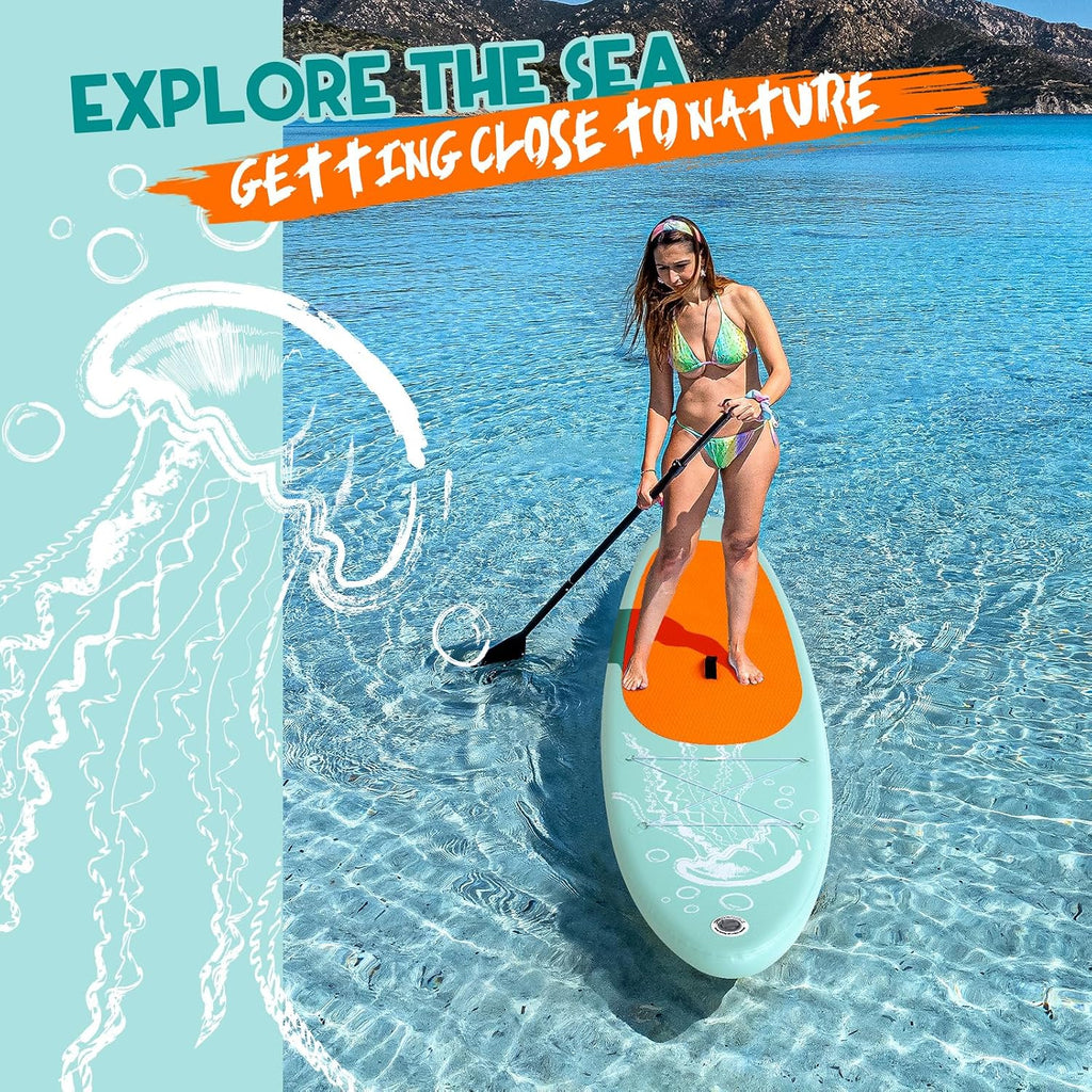 DAKUWAR Paddle Board 10'6''/10' Inflatable Stand Up Paddle Boards with SUP Accessories Ultra-Light Paddleboard Non-Slip Comfort Deck for Adults & Youth of All Skill Levels