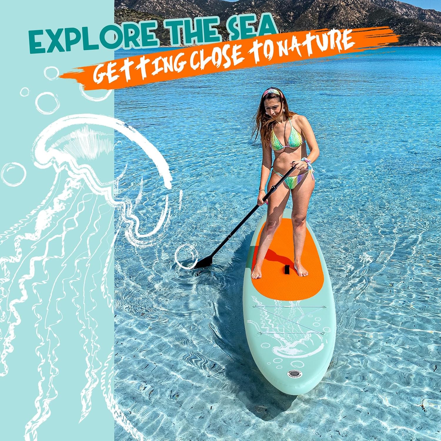 DAKUWAR Paddle Board 10'6''/10' Inflatable Stand Up Paddle Boards with SUP Accessories Ultra-Light Paddleboard Non-Slip Comfort Deck for Adults & Youth of All Skill Levels