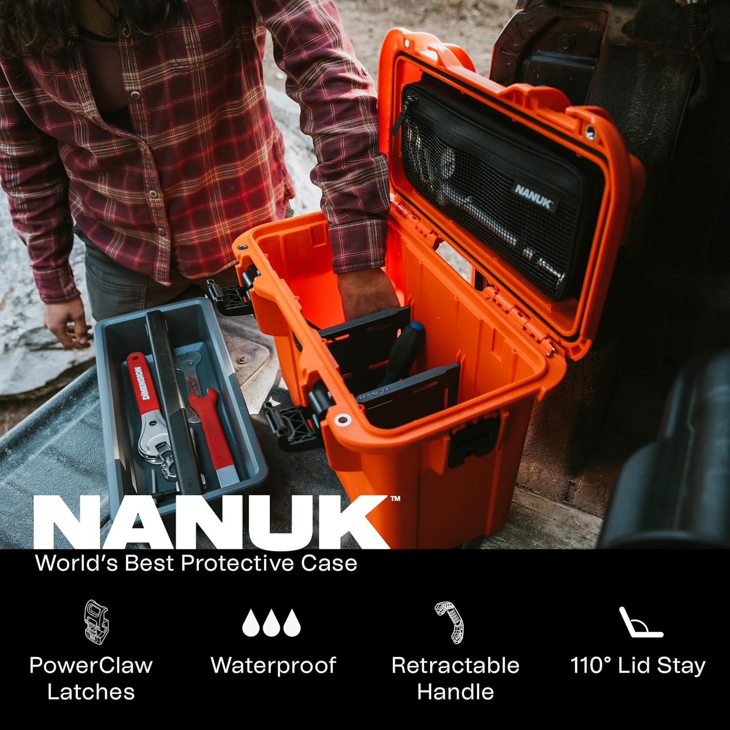 NANUK Trail 15 – 15.9L (4.2-Gallon) Waterproof Storage Box – Cargo Case with Modular Dividers for Camping, Fishing & Outdoor Storage - Dustproof and Impact Resistant (12.9' x 9.7' x 10.3') – Black