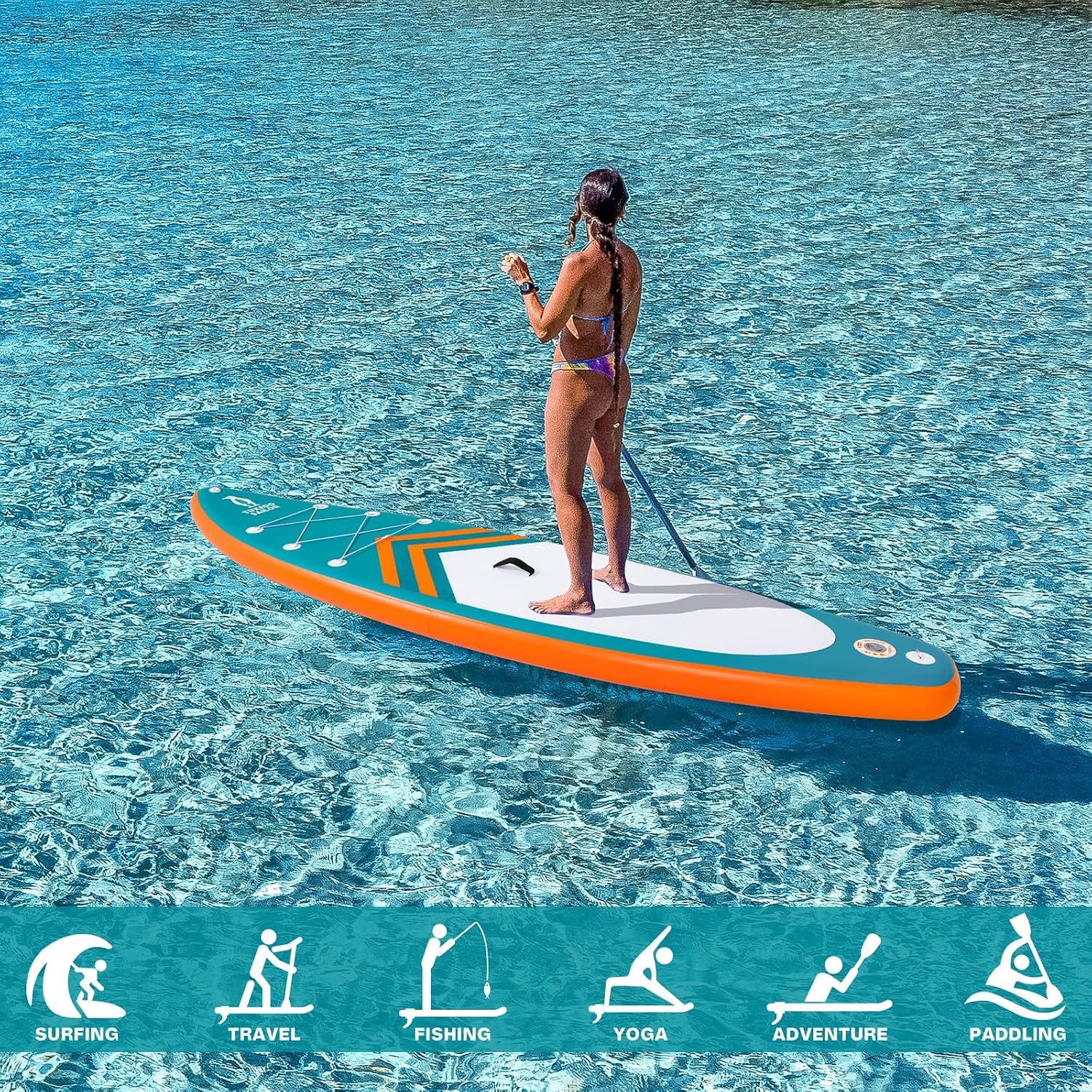 Tuxedo Sailor 10'6'/11' Inflatable Stand Up Paddle Board with SUP Accessories, Anti-Slip EVA Deck and Large Fin, Paddle Boards for Adults & Youth of All Skill Levels