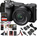 Sony Alpha a6400 Mirrorless Digital Camera with 16–50mm Power Zoom Lens (ILCE-6400L/B) – 24.2 MP APS-C, 4K Video, Real-Time Eye AF w/ 64GB Memory Card + NP-FW50 Battery + Photo Software and More