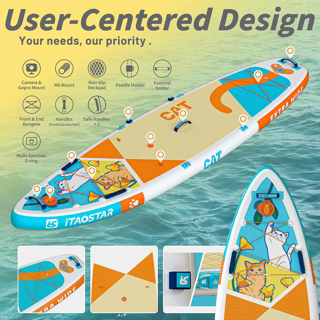 iTAOSTAR Pets 8'×29' / 11'×35' / 11'6'×34'/11'×34' Inflatable Paddle Board, One-Stop Premium SUP Accessories, Extra Wide Paddle Board for More Balance, Tailored Fins for More Fun