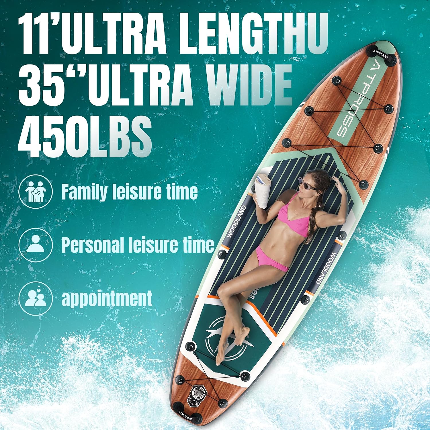11'6'x35' Inflatable Paddle Board, 450lbs Extra Wide Stand Up Paddleboard for Adults with Premium SUP Accessories Kit & Backpack, Blow Up Kayak Non-Slip Stable Deck Boat for Yoga Fishing Surf