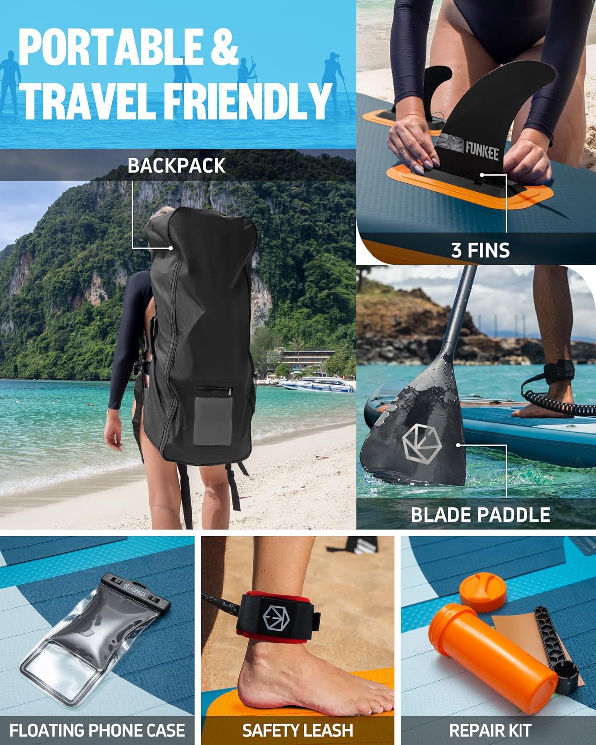 11'×34'×6' Extra Wide Inflatable Stand Up Paddle Board, Sup Board with Removable Fins, Backpack, Floating Paddle, Safety Leash, Floating Phone Case for Adults & Youth of All Skill Levels