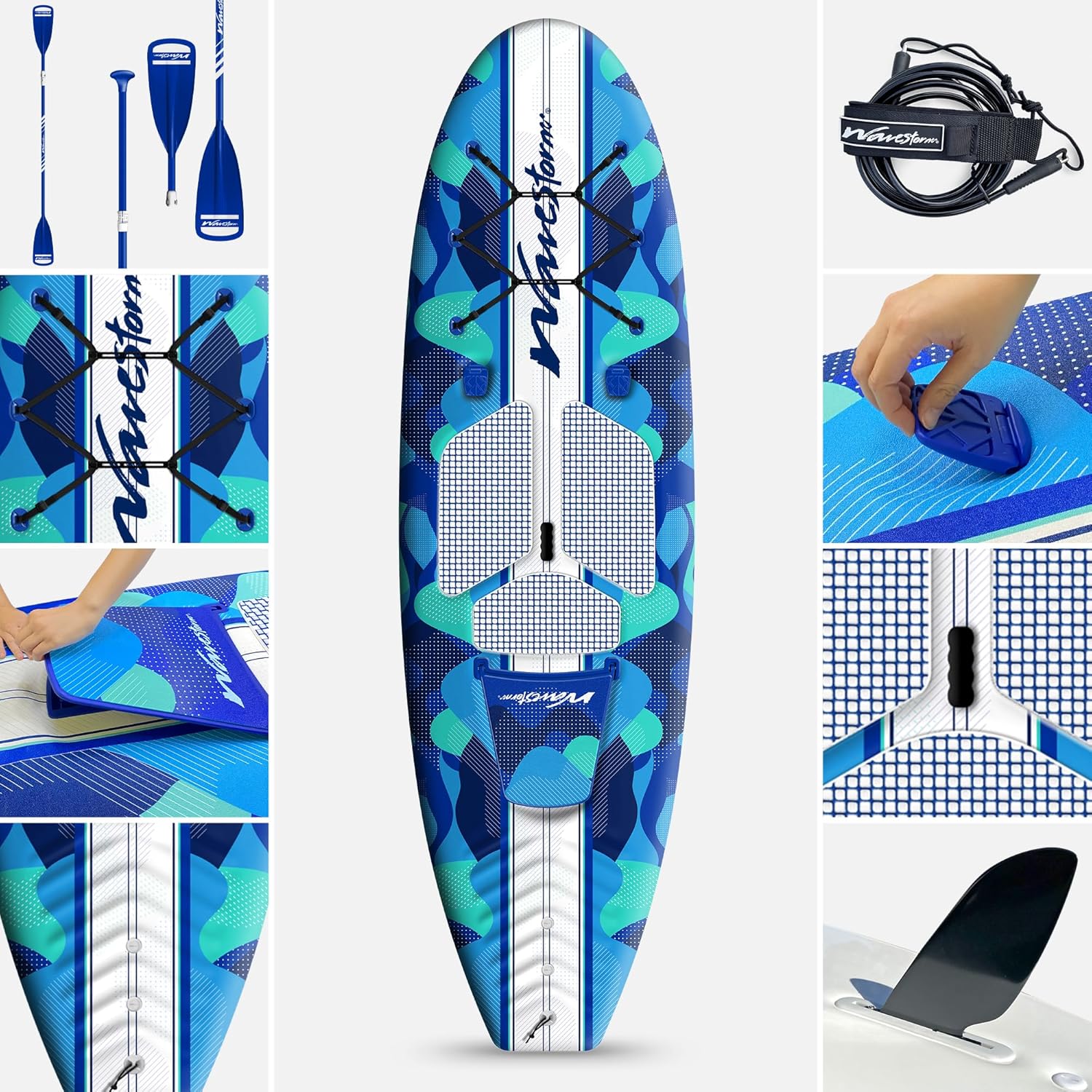 WAVESTORM 9ft6 SUP Kayak Hybrid Stand Up Paddleboard Foam Soft Top SUP for Adults and Kids of All Levels of Paddling Kayak,Blue