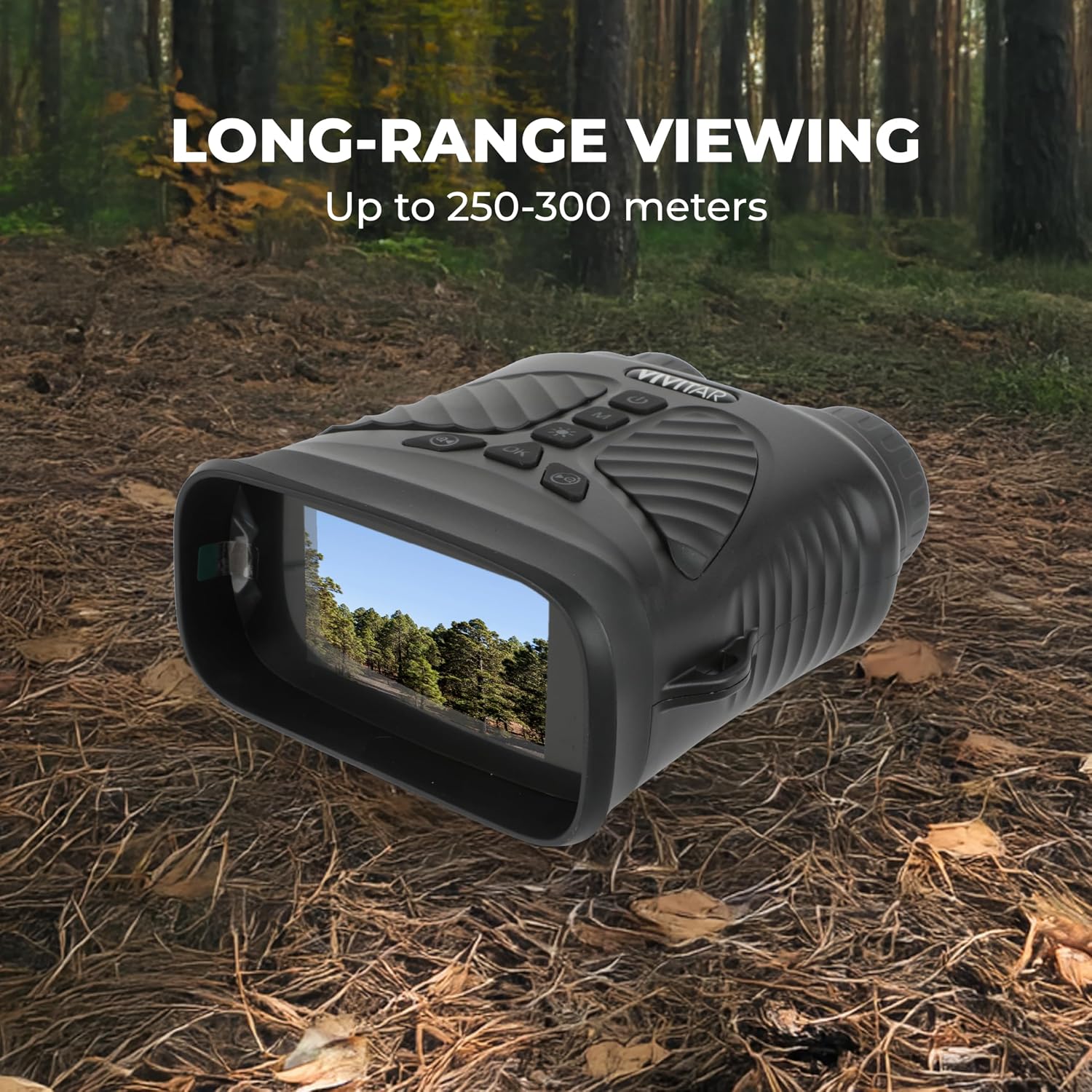 Vivitar - Digital Camera Binocular, 16MP High-Resolution Photos, Full QHD 2.7K Video, Day & Night Use, Compact Design, Soft Rubber Drop-Resistant Red Body, for Sports, Travel & Outdoors (Black)