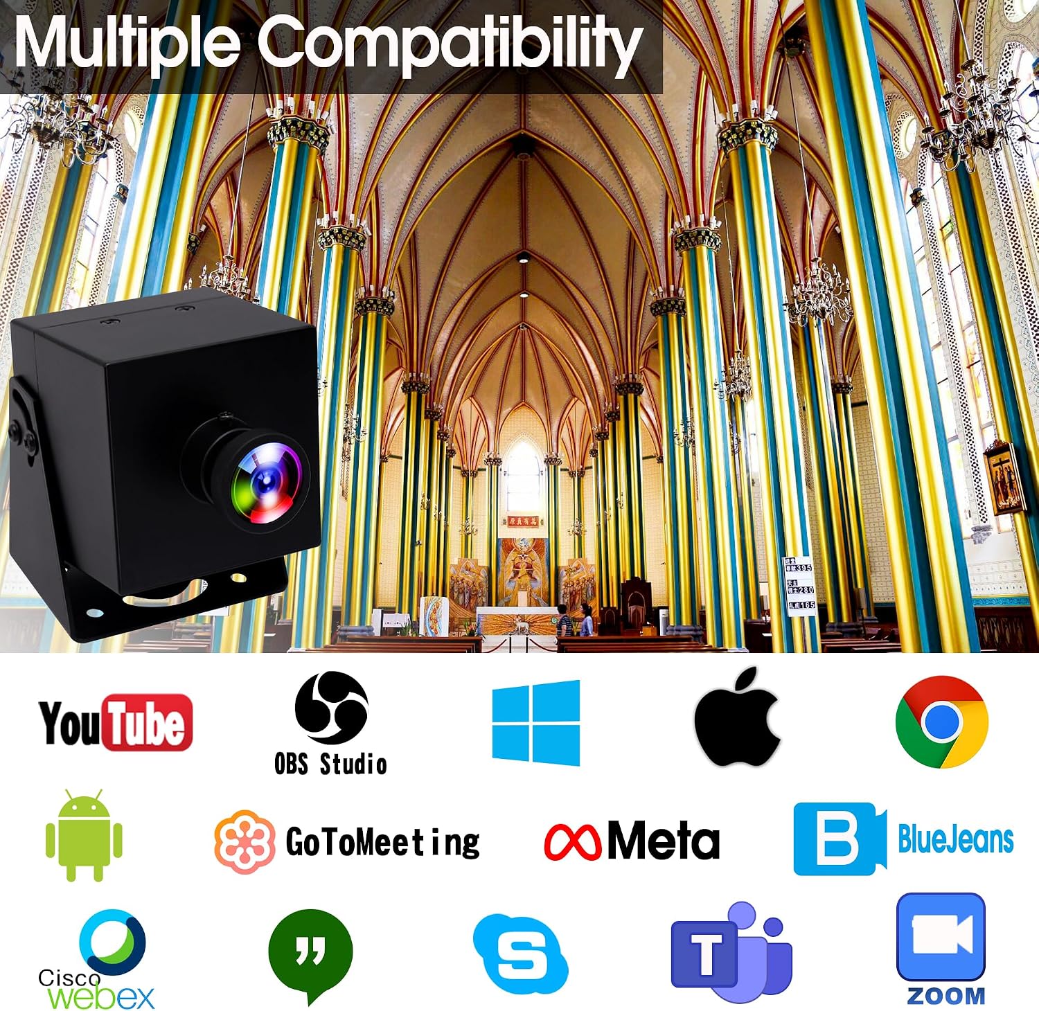 ELP 4K HDMI USB Camera Wide Angle PC Camera for Computer Monitor Simultaneously Output Mini UVC USB2.0 Webcam 2X Digital Zoom H.264 8mp USB Security Camera (120degree no Distortion Lens)