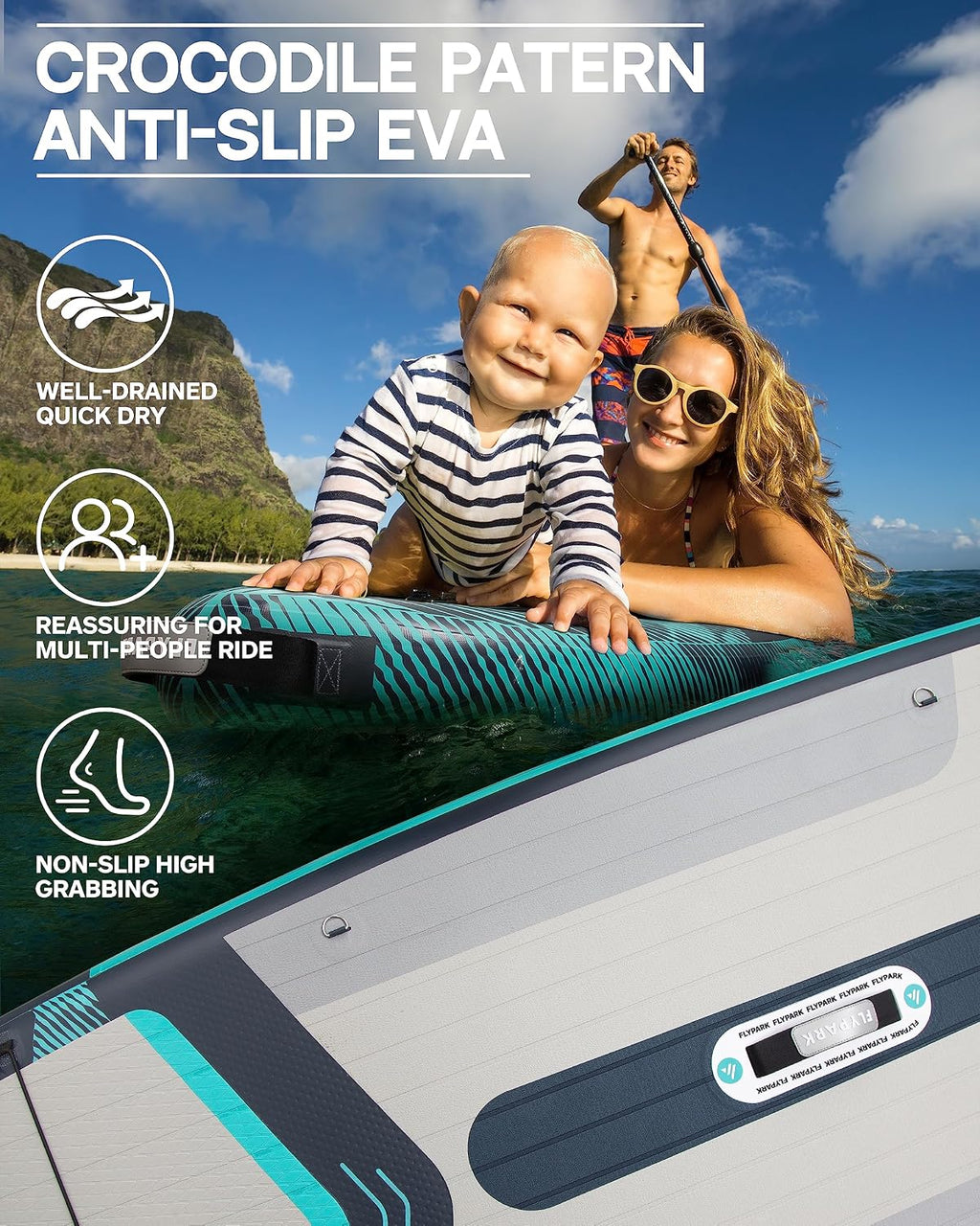 Flypark 10'8/11'x35'' Fishing&Family Stable Inflatable Paddle Boards, Extra Wide SUP Paddleboard Inflatable, 430lb/3 People, Stand Up Paddle Board for Adults, Camera Mount, Shoulder Strap, Rod Holder
