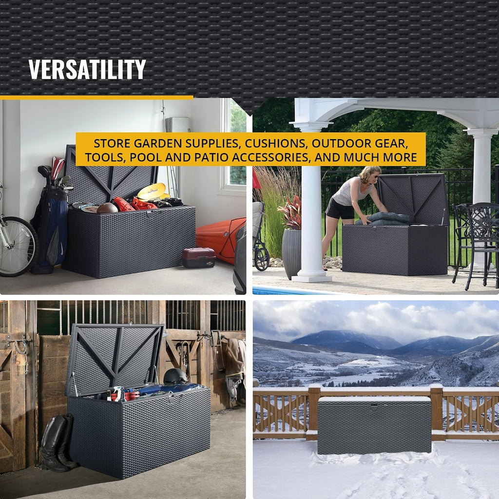 Arrow 4' x 2' x 2' Spacemaker Anthracite 134 Gallon Hot-Dipped Galvanized Steel Storage Deck Box