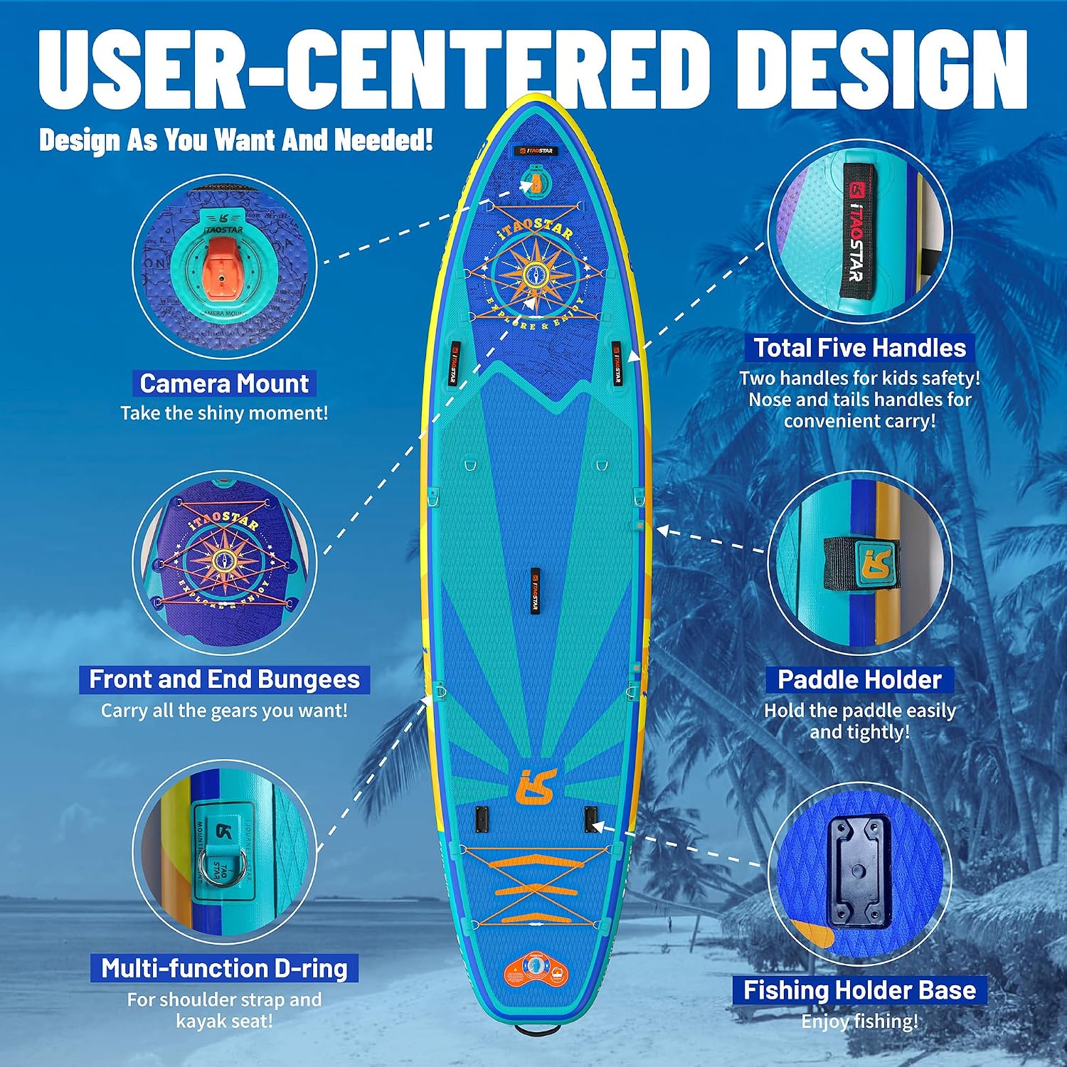 iTAOSTAR Journey 11'6' / 11'×34' / 11'×35' Extra Wide Paddle Board, One-Stop Premium SUP Board Accessories, Tailored Fins, Stable Inflatable Stand Up Paddle Boards for Youth/Adults of All Skill Levels