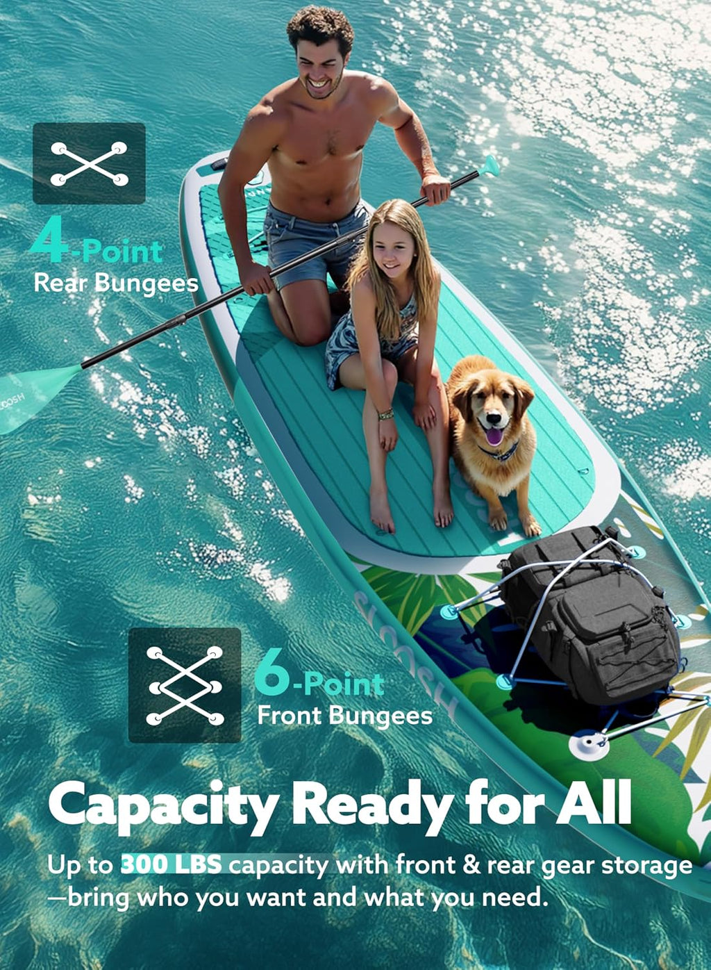 SLOOSH Inflatable Stand Up Paddle Board, 10'6' Inflatable Paddle Boards with Premium Accessories, Non-Slip EVA Deck, Ultra-Light Carry Bag Pump, Meander SUP for Youth & Adults