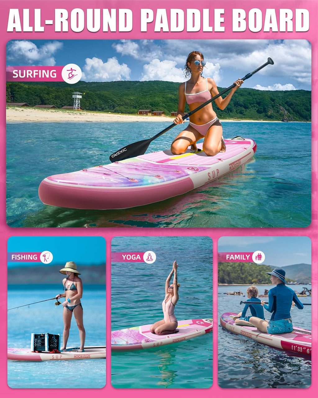 Inflatable Stand Up Paddle Board with SUP Accessories, 11'*33' Inflatable Paddle Boards for Adults & Youth of All Skill Levels