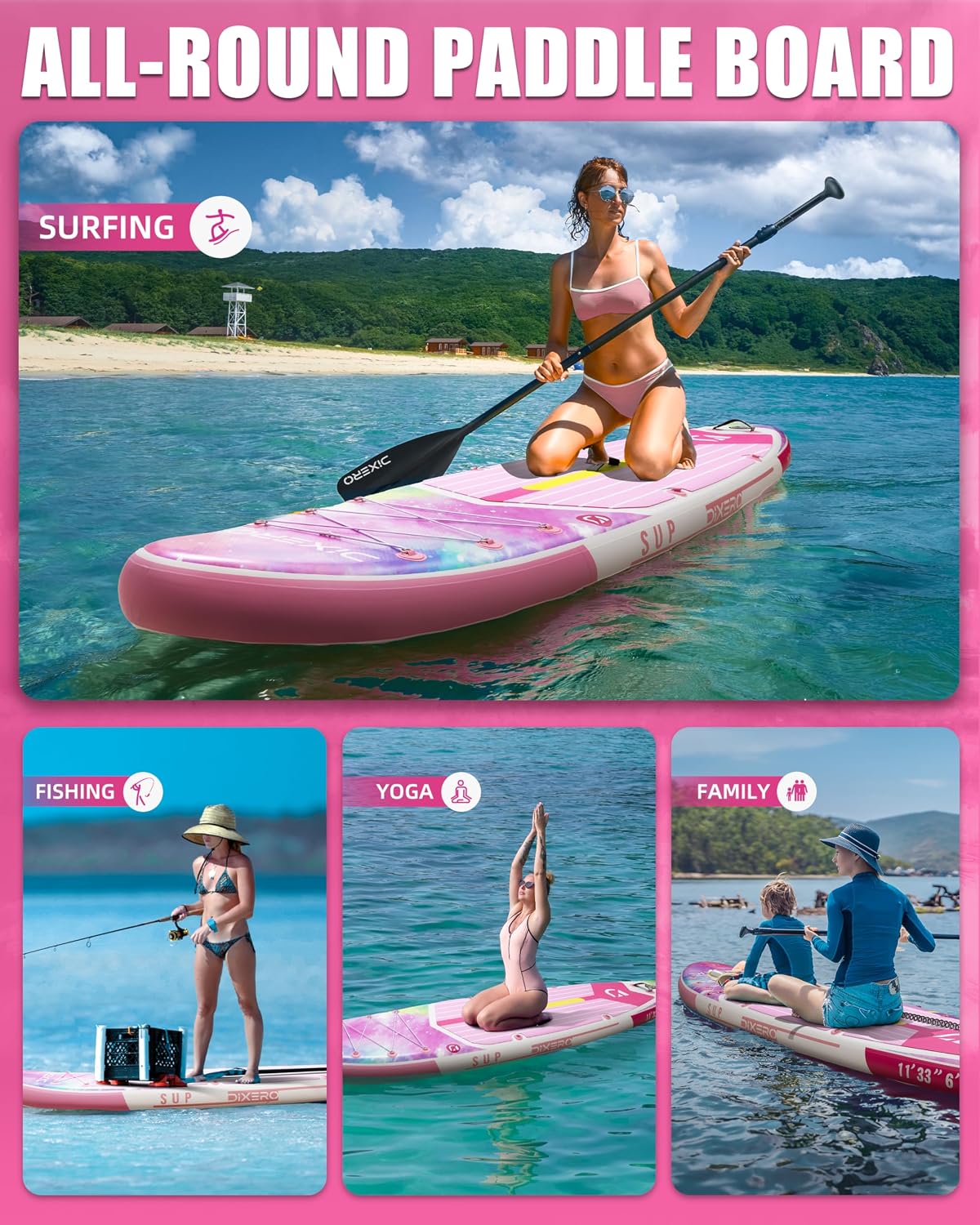 Inflatable Stand Up Paddle Board with SUP Accessories, 11'*33' Inflatable Paddle Boards for Adults & Youth of All Skill Levels