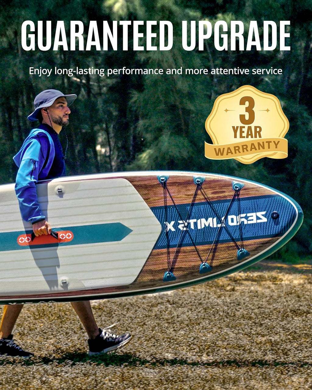 ZLX Inflatable Stand Up Paddle Board, 10'6' SUP Non-Slip Stable Deck Pad, Unique Center Fin, Premium Accessories, Paddleboard for Adults, Beginners, All Skill Levels