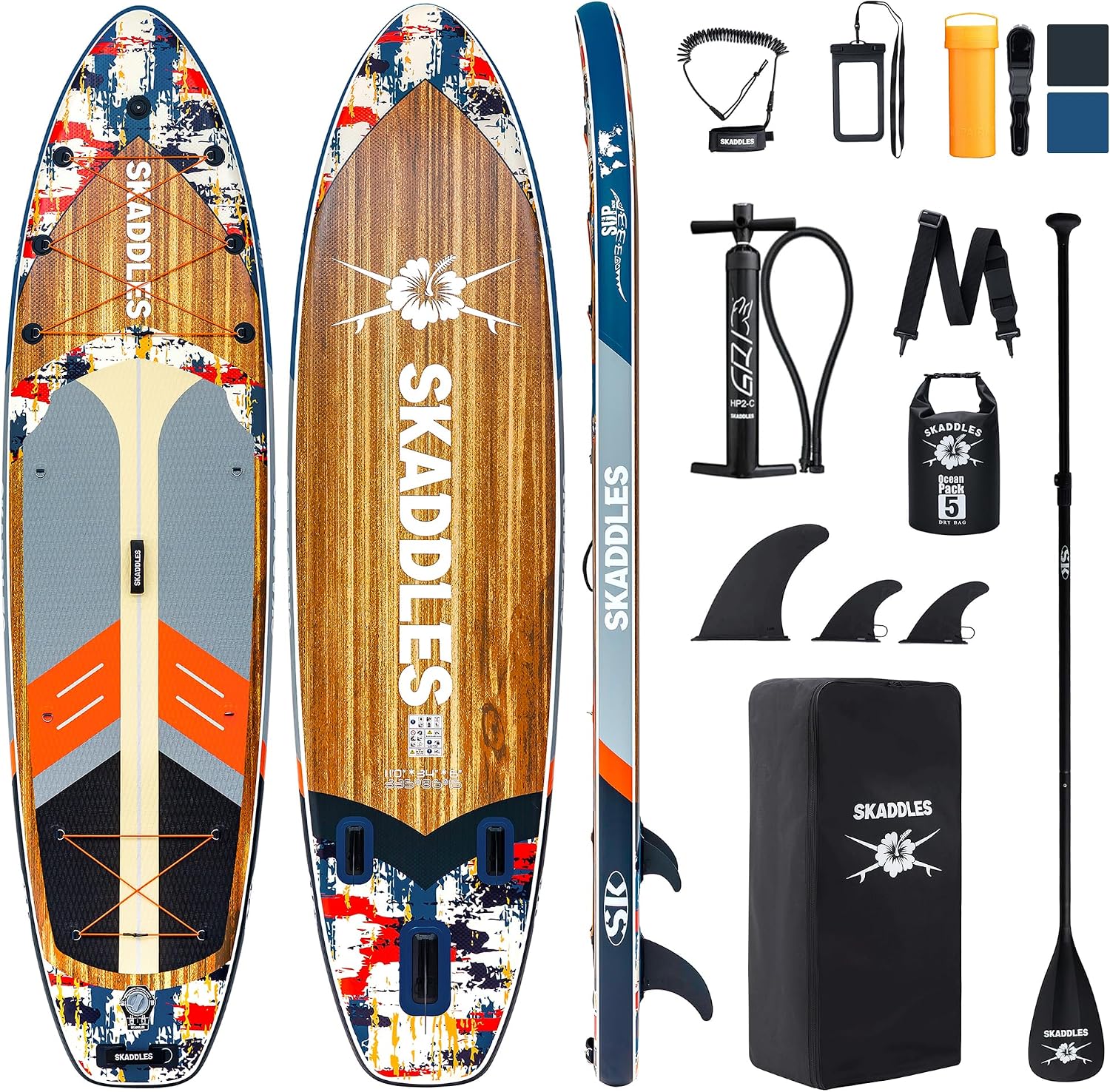 11' Inflatable Stand Up Paddle Board – Extra Wide SUP for Adults & Kids of All Skill Levels, Stable Paddleboard with Pump, Fins, Backpack, Accessories & Waterproof Phone Pouch
