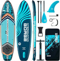 11'x34 Ultra Wide Paddleboard, Inflatable SUP&420lb Capacity for All Skill, Stand-up Paddle Board for Yoga/Family, EVA Deck, US Fin, High-Pressure Pump, 100L Bag, Safety Leash