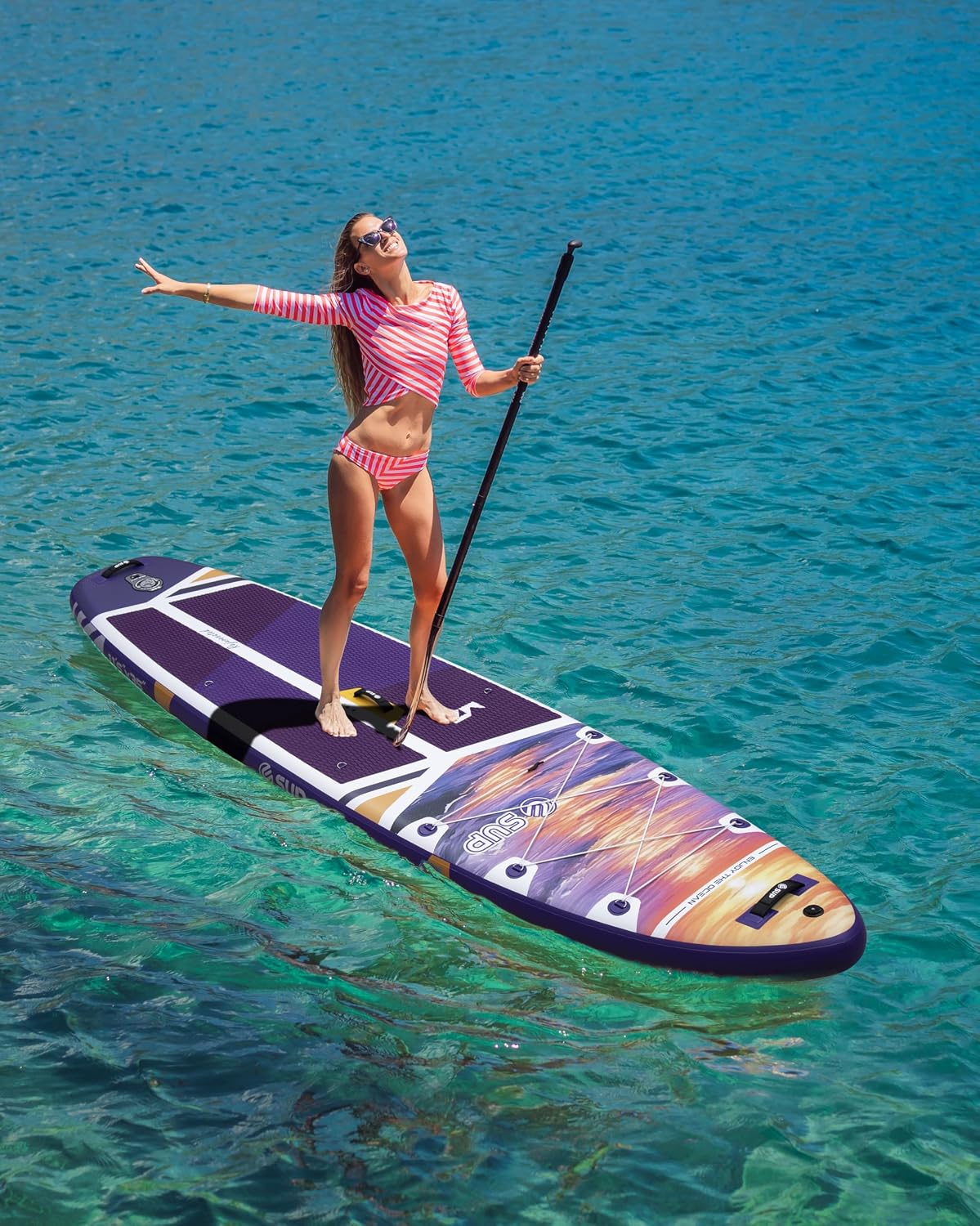 ESUP 11'6 ×34/35' Super Wide Inflatable Paddle Board with SUP Accessories, Extra Stable Stand Up Paddleboards for 2+1 Persons/Family/Beginner/Yoga, w/Shoulder Strap All-Round Sup Board