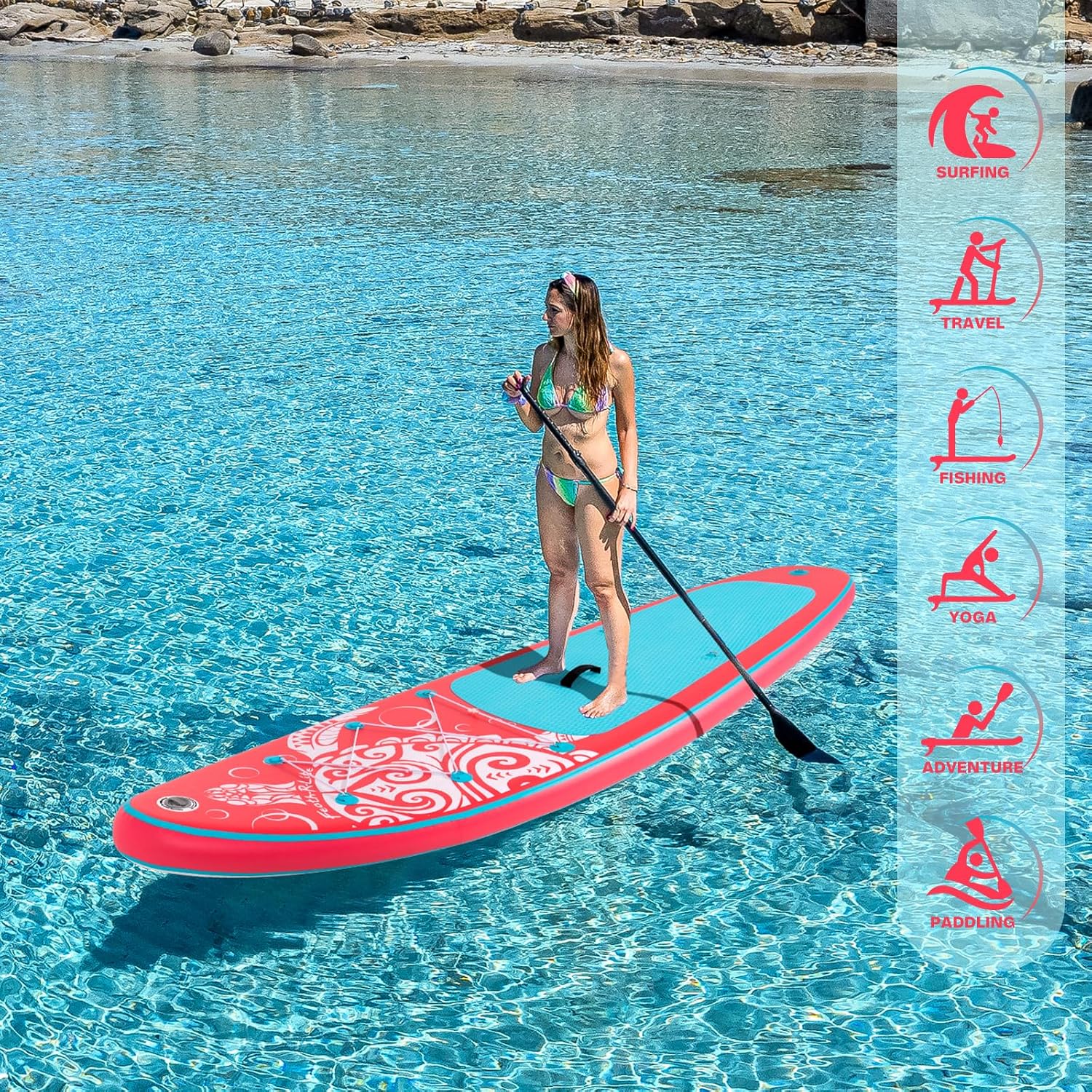 FEATH-R-LITE Inflatable Ultra-Light 10'×30''/10'6''×33'' Stand Up Paddle Board for All Skill Levels with Premium SUP Paddleboard Accessories,Non-Slip Comfort Deck for Youth & Adults