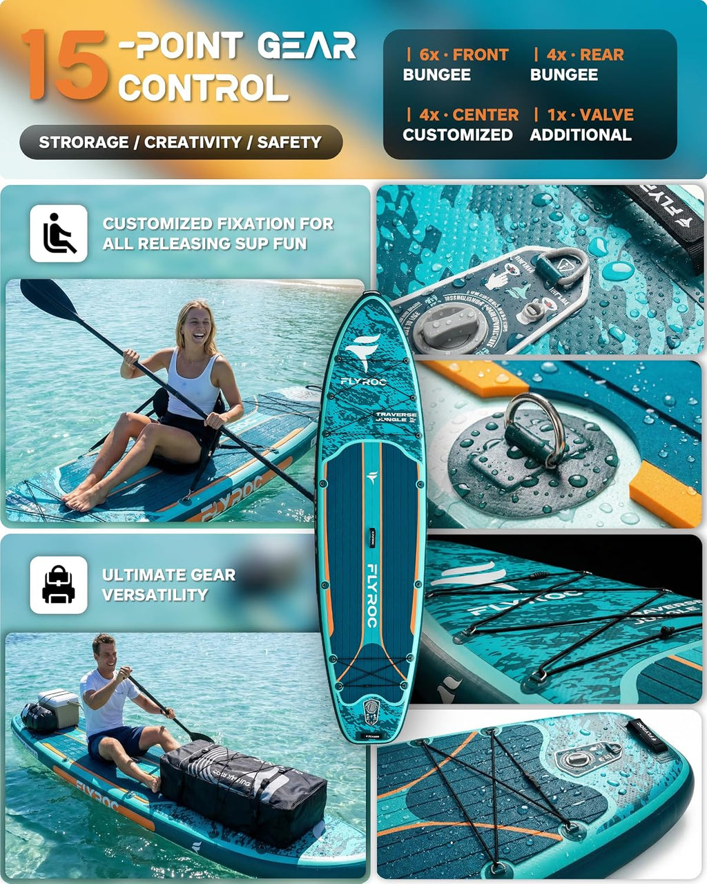 11'6x35'' Extra Wide Inflatable Paddle Board, 450lb Capacity Stand Up Paddle Board for Adults (x3), Stable Inflatable SUP, All Skill Levels, 3 Handles, 100L Backpack, 3PCS Paddle, 5L Dry Bag