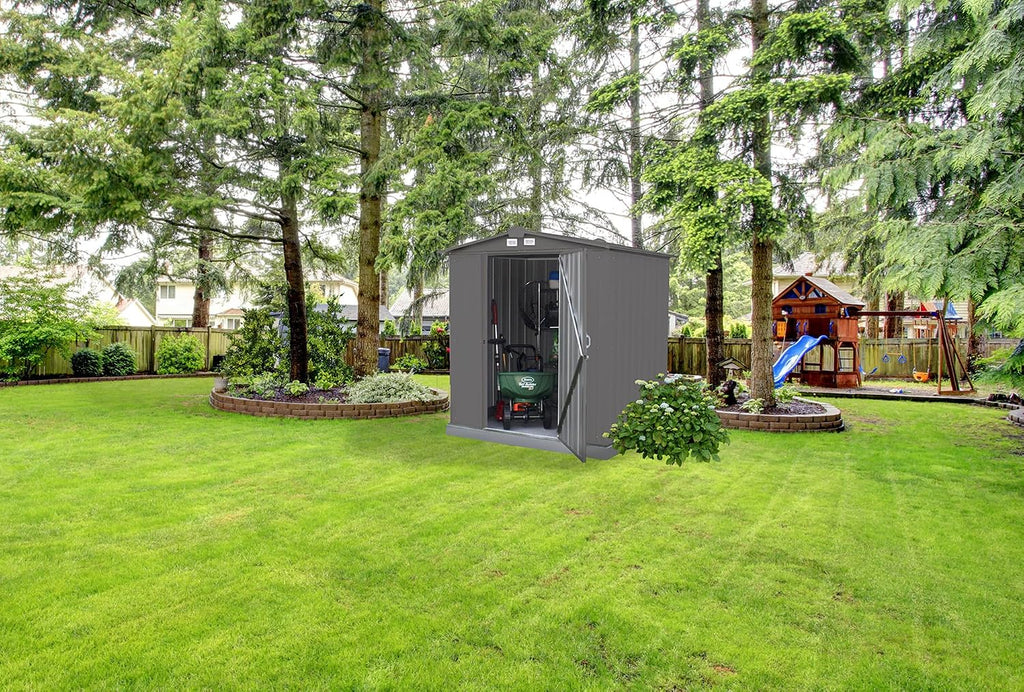 ARROW 6' x 5' EZEE Galvanized Steel Low Gable Shed Charcoal, Storage Shed with Peak Style Roof