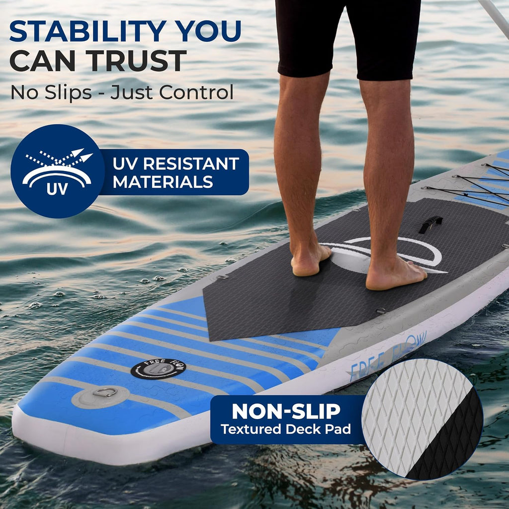 SereneLife Inflatable Stand Up Paddle Board - Wide Stable Design, Non-Slip Deck for Adults & Youth with Premium Paddle Board Accessories: Carry Bag, Dual Action Pump, Paddle, Ankle Leash