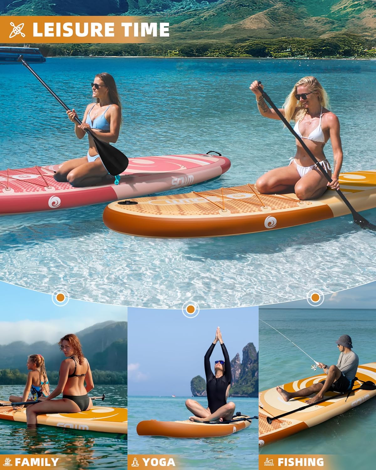 Inflatable Paddle Boards, Stand Up Paddle Board for Adults Youth of All-Round, 10'6'' *33'' * 6'' Extra Wide & No-Slip Sup for Yoga Fishing
