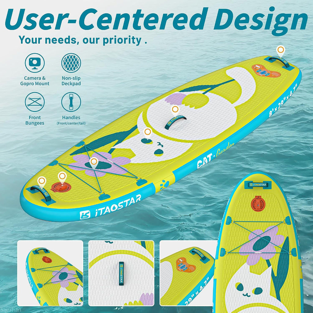 iTAOSTAR Pets 8'×29' / 11'×35' / 11'6'×34'/11'×34' Inflatable Paddle Board, One-Stop Premium SUP Accessories, Extra Wide Paddle Board for More Balance, Tailored Fins for More Fun