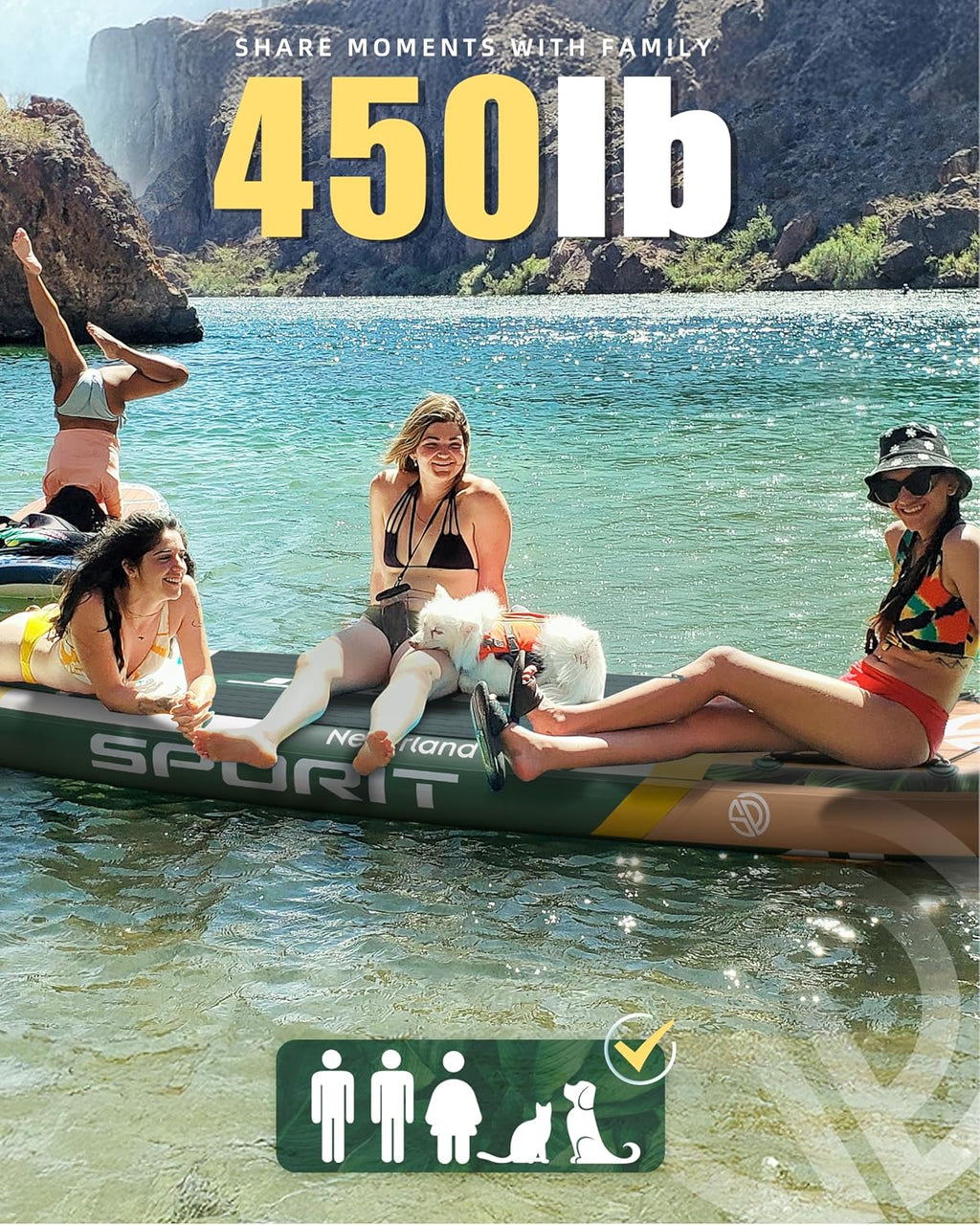 11'6×35' Super Wide Inflatable Stand Up Paddle Board, Ultra Stable SUP Board for Adults, 450lb Capacity with Shoulder Strap, 100L Backpack, Removable US Fin, Floating Paddle, Safety Leash