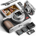 5K 64MP Digital Cameras for Photography - 18X Zoom Autofocus with 180° Flip Screen, 64GB Card & 2 Batteries, Travel Vlogging Camera for YouTube Beginners MC-US-K100C-BS-N5-A-2512