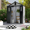 Domi 5x3Ft Resin Outdoor Storage Shed, Small Plastic Garden Shed with Carpet, Outside Weatherproof Storage Building for Tools, Bike, Lawn Mower, Patio, Backyard