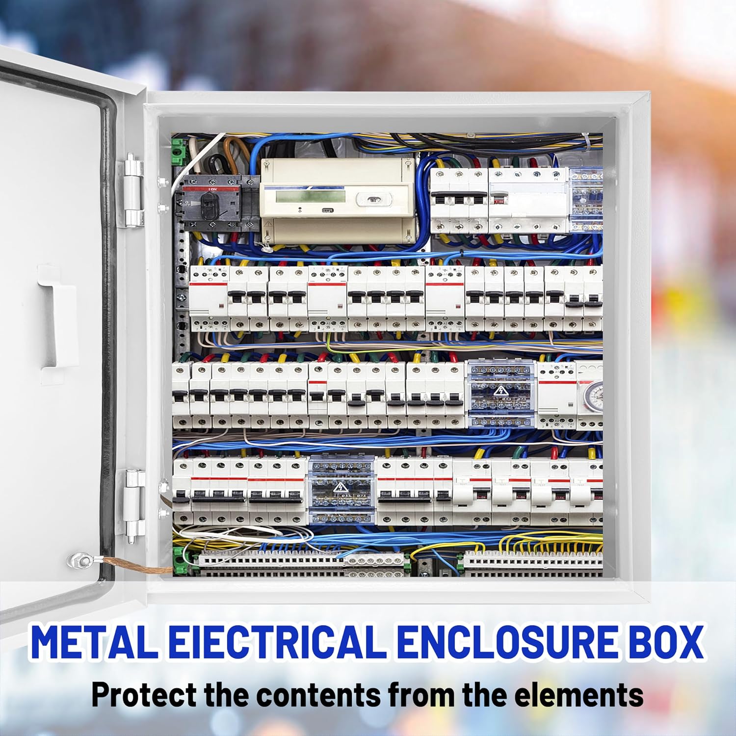 Outdoor Electrical Box 24 x 20 x 8''D NEMA 4X Enclosure Steel Box, Waterproof & Dustproof Outdoor/Indoor Lockable Electrical Junction Box, with Mounting Plate