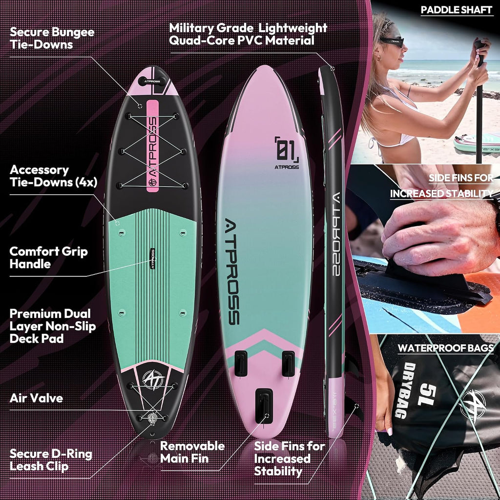 11'6'x35' Inflatable Paddle Board, 450lbs Extra Wide Stand Up Paddleboard for Adults with Premium SUP Accessories Kit & Backpack, Blow Up Kayak Non-Slip Stable Deck Boat for Yoga Fishing Surf