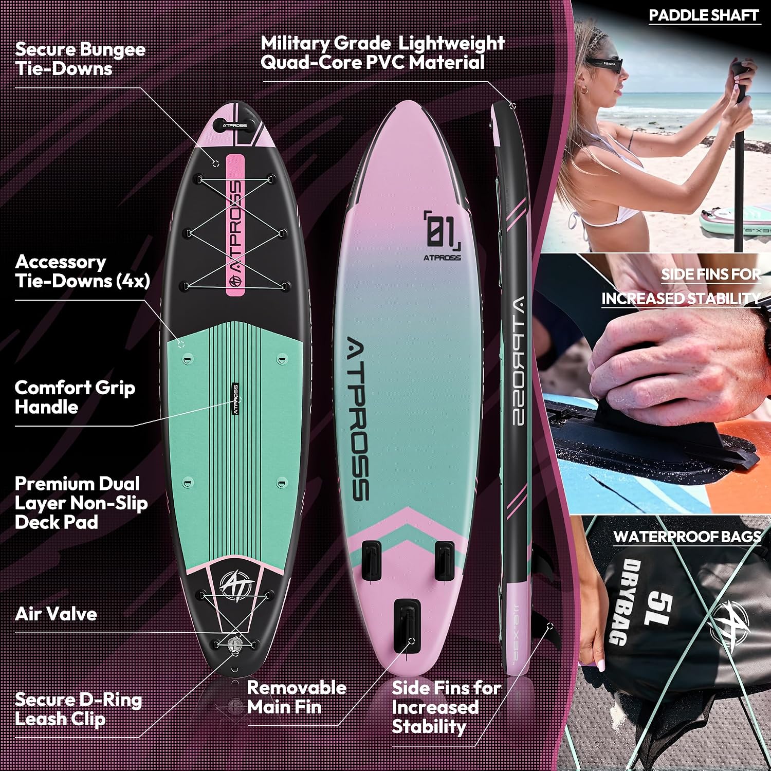 11'6'x35' Inflatable Paddle Board, 450lbs Extra Wide Stand Up Paddleboard for Adults with Premium SUP Accessories Kit & Backpack, Blow Up Kayak Non-Slip Stable Deck Boat for Yoga Fishing Surf