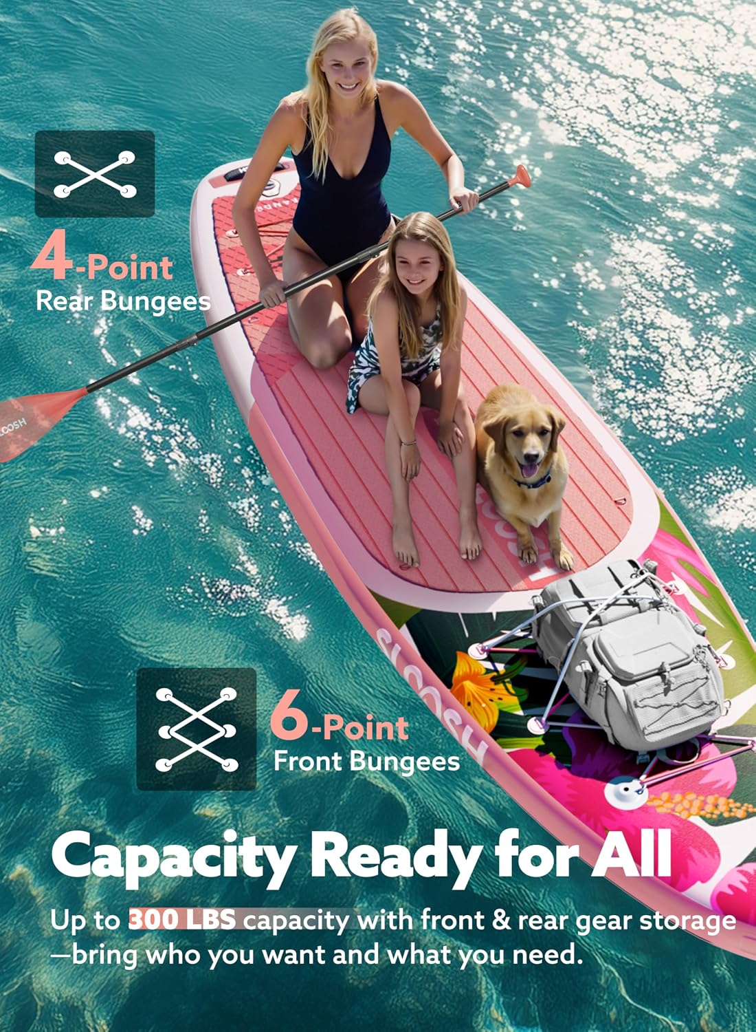 SLOOSH Inflatable Stand Up Paddle Board, 10'6' Inflatable Paddle Boards with Premium Accessories, Non-Slip EVA Deck, Ultra-Light Carry Bag Pump, Meander SUP for Youth & Adults
