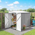 Outsunny 4.6' x 9' Steel Outdoor Storage Shed, Waterproof Lean to Shed, Metal Garden Tool House with Foundation Kit, Lockable Doors, Gloves and 2 Air Vents for Backyard, Patio, Lawn, White