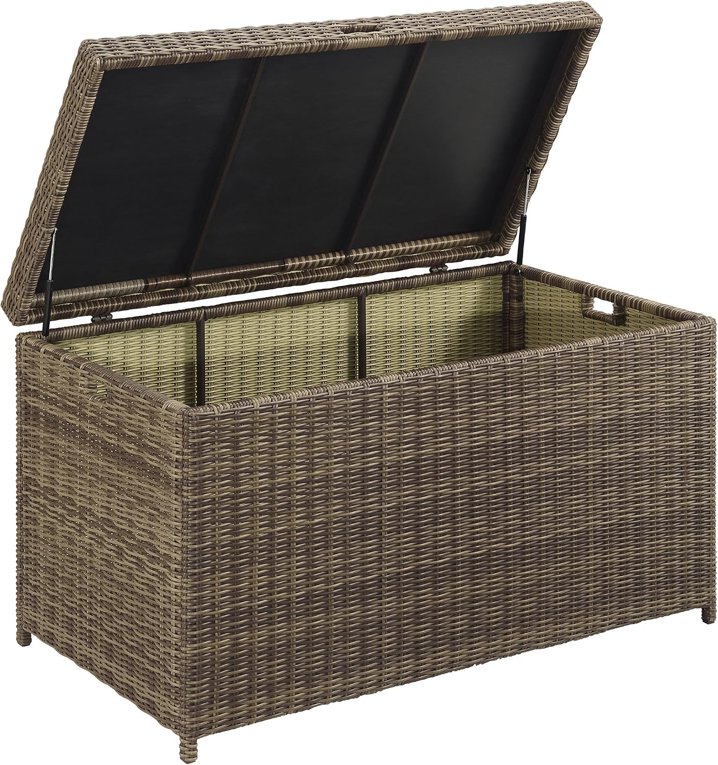 Crosley Furniture Bradenton Wicker Outdoor Storage Box for Patio Furniture Cushions, Pool Floats, Garden Tools, Brown