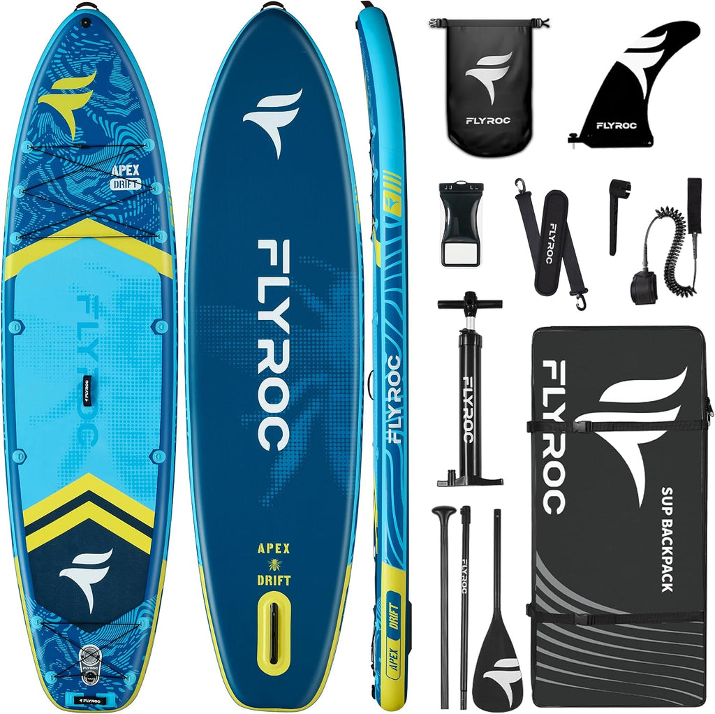 11'6x35'' Extra Wide Inflatable Paddle Board, 450lb Capacity Stand Up Paddle Board for Adults (x3), Stable Inflatable SUP, All Skill Levels, 3 Handles, 100L Backpack, 3PCS Paddle, 5L Dry Bag