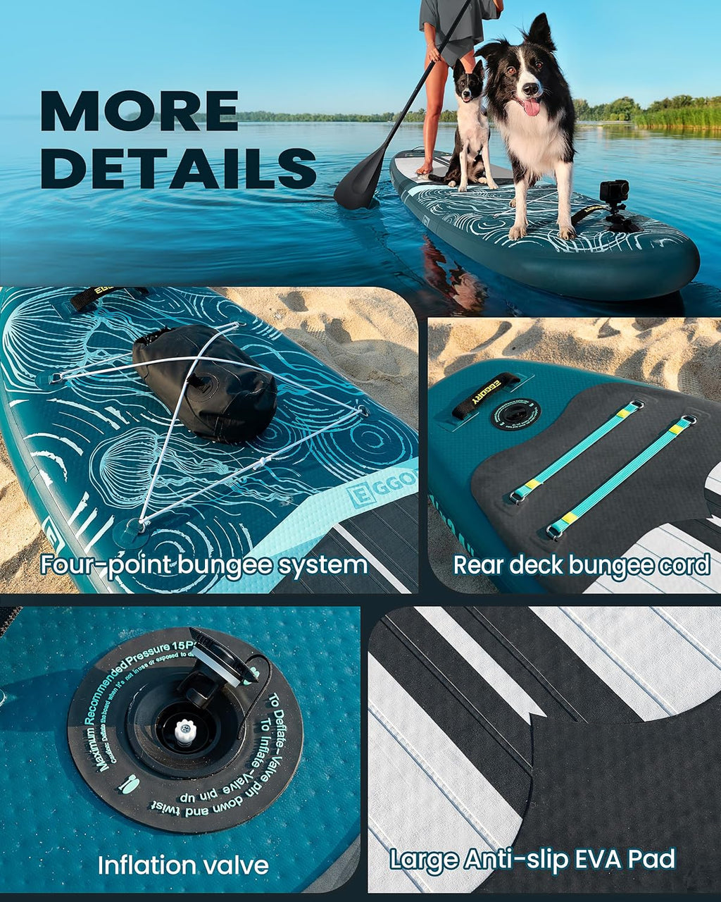 Inflatable Paddle Board,Stand Up Paddle Board Set, Extra Wide SUP Board with Removable Fin, Floating Paddle, Hand Pump, Waterproof Phone Pouch,Traveling Board